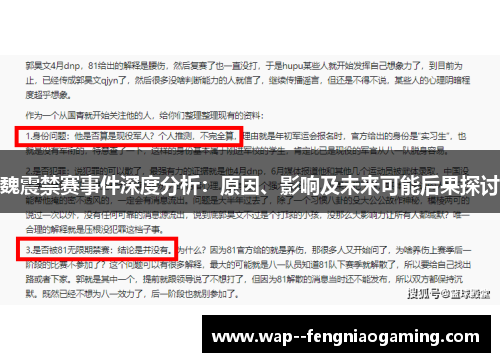 魏震禁赛事件深度分析：原因、影响及未来可能后果探讨